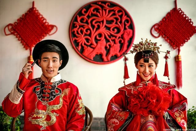 chinese traditional red wedding qipao cheongsam dress